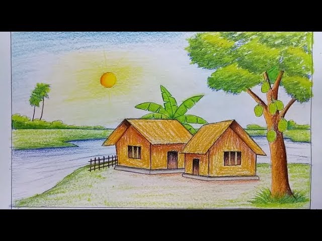 رسم منظر طبيعي للاطفال - مناظر طبيعية خلابة سهلة الرسم 3276 2