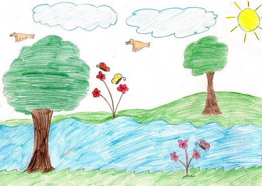 3276 8 رسم منظر طبيعي للاطفال - مناظر طبيعية خلابة سهلة الرسم عنايات صالح